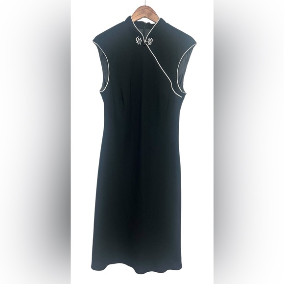 Evan Picone Dresses & Skirts - Vintage Evan Picone Black & White Cheongsam Midi Dress Cap Sleeve Size 16 Y2K